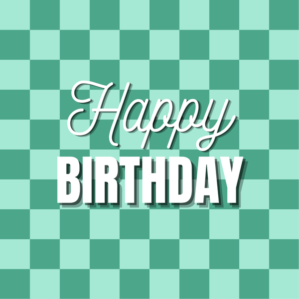 Wenskaart happy birthday groen geblokt