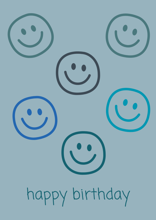 cadeaukaartje happy birthday smileys
