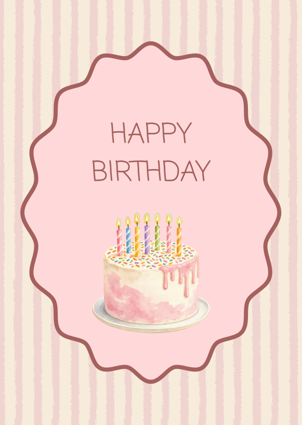 ansichtkaart happy birthday taart