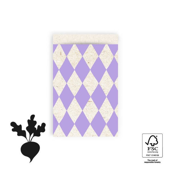 cadeauzakje harlequin lila M