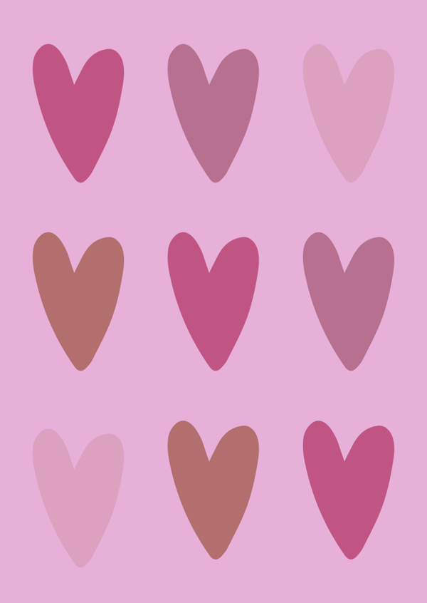 ansichtkaart harten roze