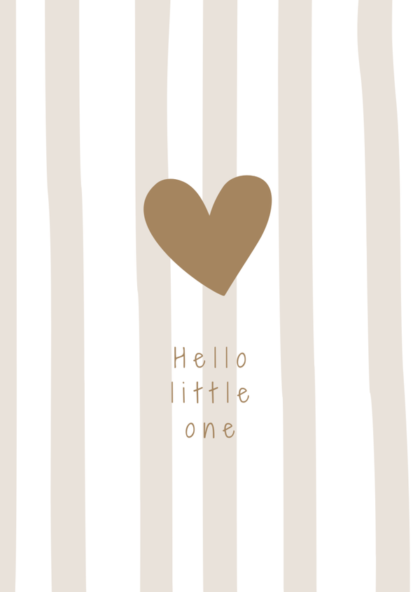 ansichtkaart hello little one hartje goud BINNENKORT VERKRIJGBAAR