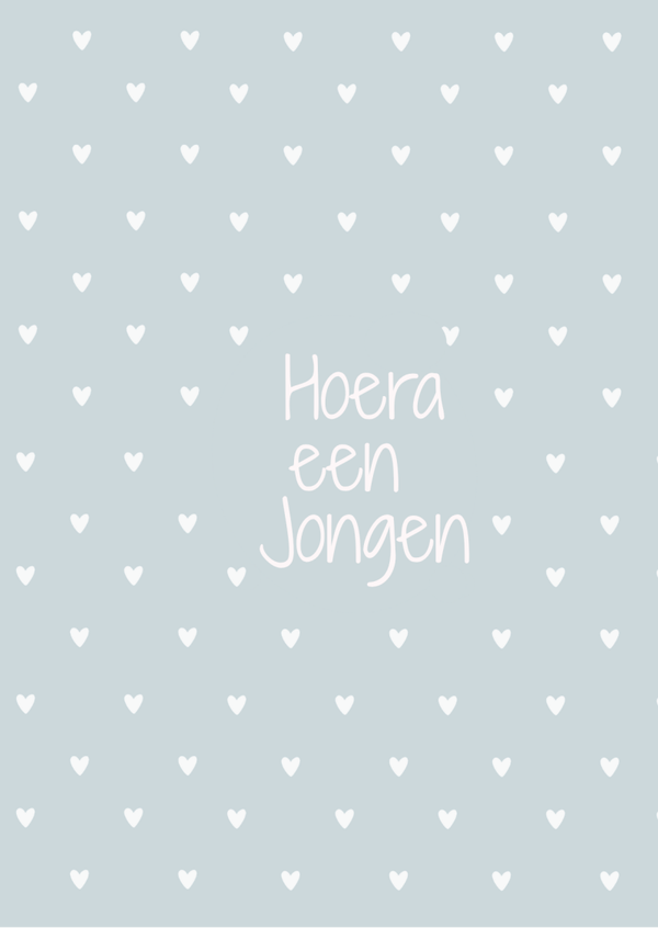 ansichtkaart hoera een jongen hartjes BINNENKORT VERKRIJGBAAR