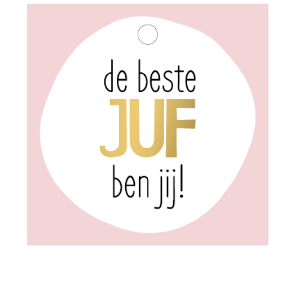 Kabolabel De leukste juf ben jij 60x60mm