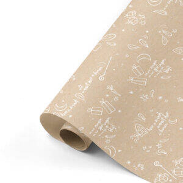 sint cadeaupapier kraft met wit liedjes