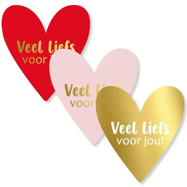 sticker veel liefs voor jou 3 stuks 60 x 65 mm