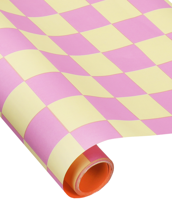 kadopapier ruitjes vanille violet dubbelzijdig