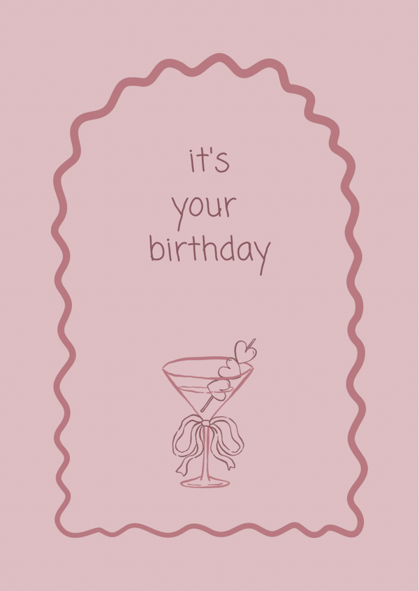 ansichtkaart it's your birthday coctail