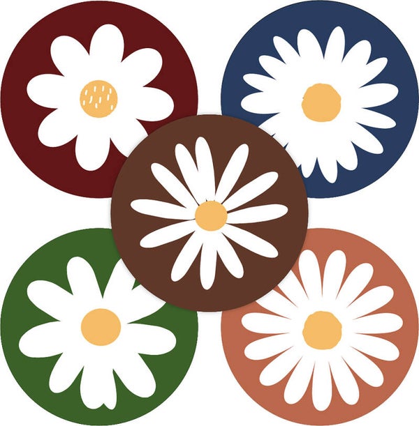 sticker bloemetjes herfst kleuren 5 varianten