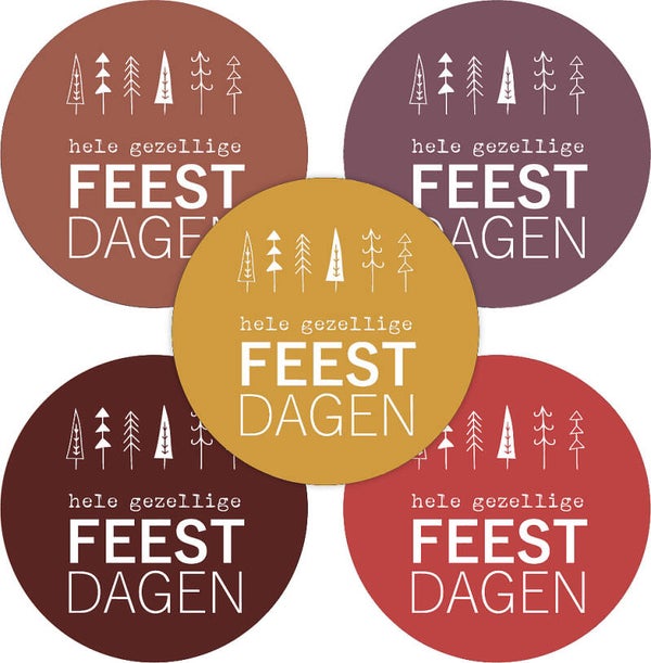 kerst sticker hele gezellige feestdagen 5 varianten