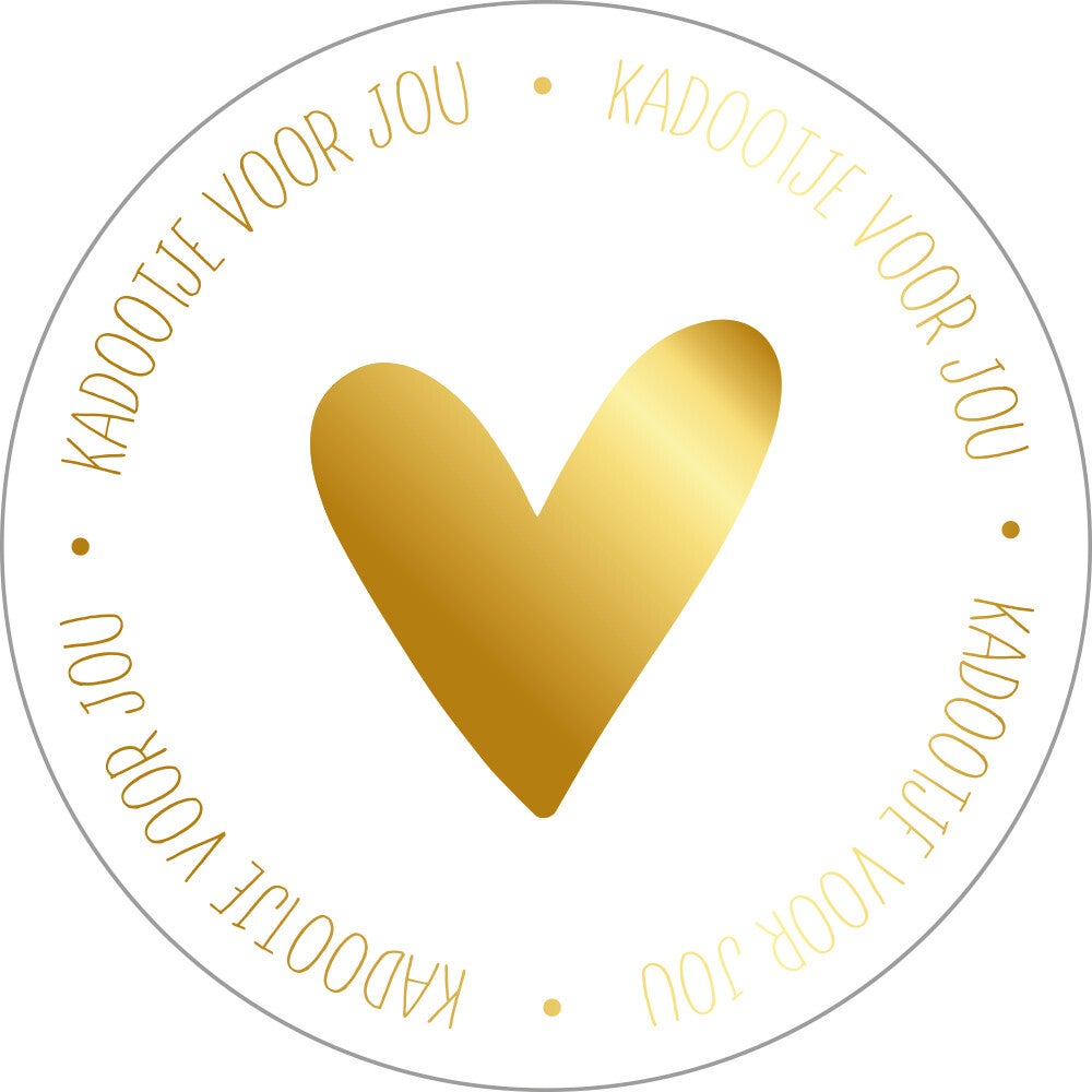 sticker kadootje voor jou goud hart 50mm