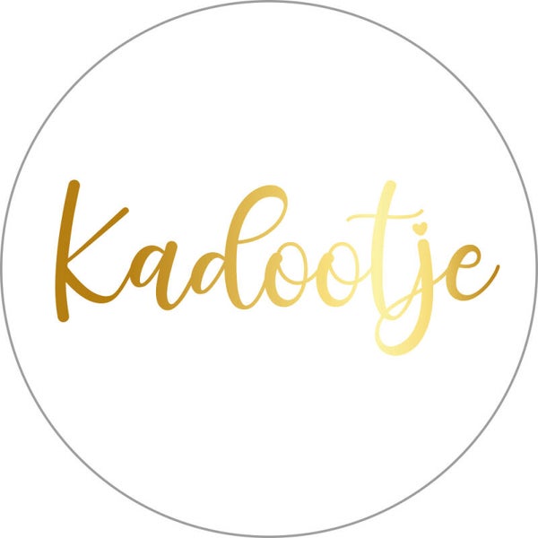 sticker kadootje wit met goudfolie 35mm