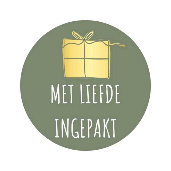 sticker met liefde ingepakt groen 40mm