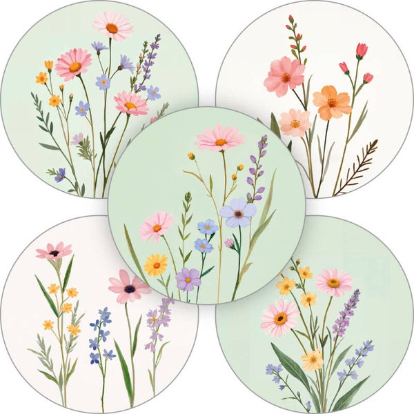 sticker bloemetjes 35mm 5 stuks
