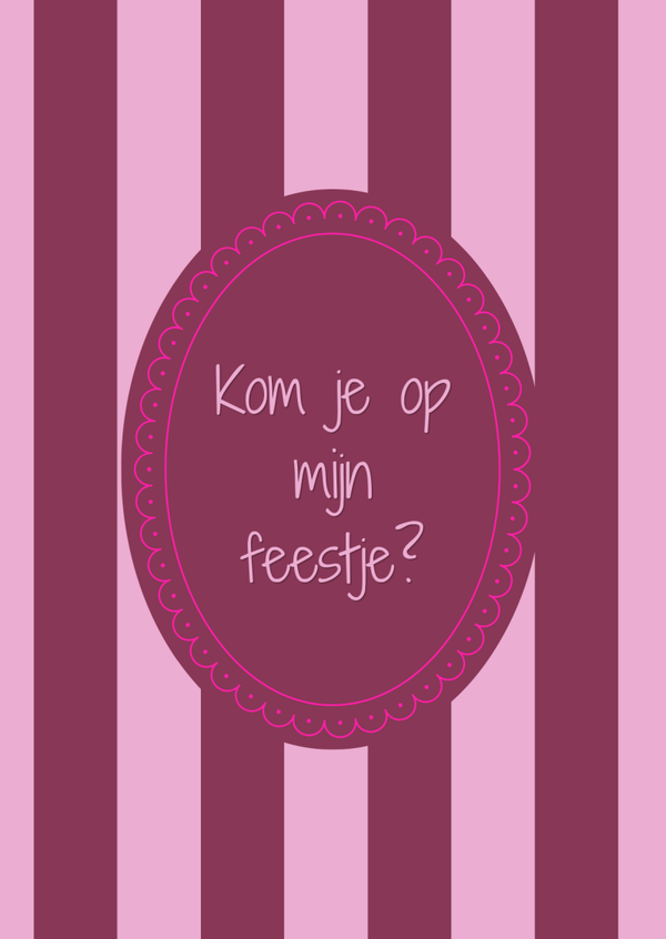 ansichtkaart kom je op mijn feestje donker rood BINNENKORT VERKRIJGBAAR
