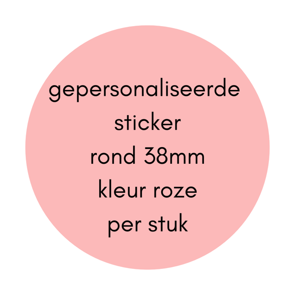gepersonaliseerde sticker roze 38mm