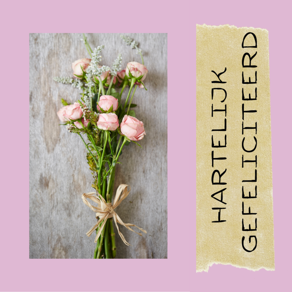 Wenskaart hartelijk gefeliciteerd bosje ranonkels