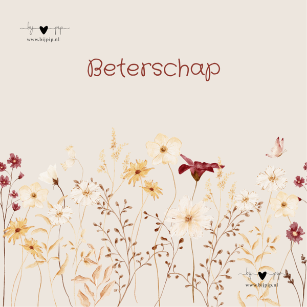 wenskaart beterschap bloemetjes taupe