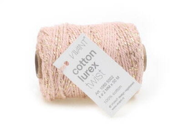 Touw roze met gouddraad