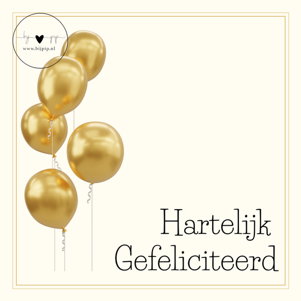 wenskaart hartelijk gefeliciteerd ballonnen goud