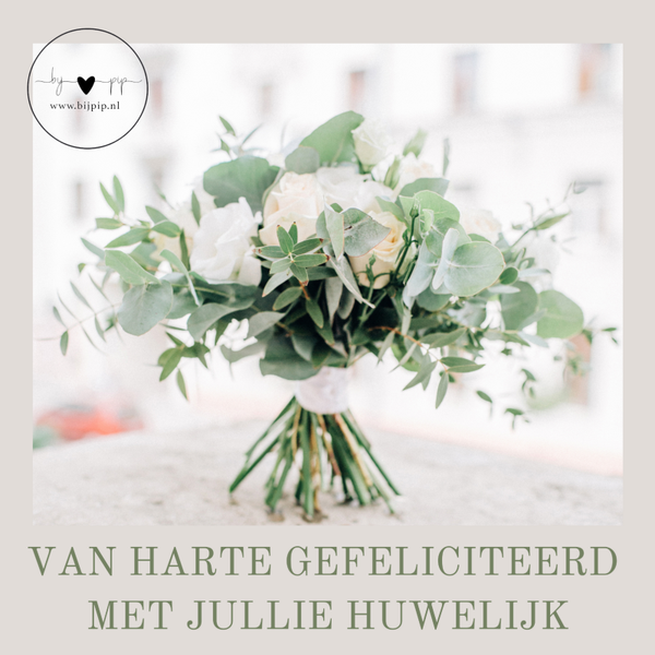 wenskaart huwelijk wit met eucalyptus