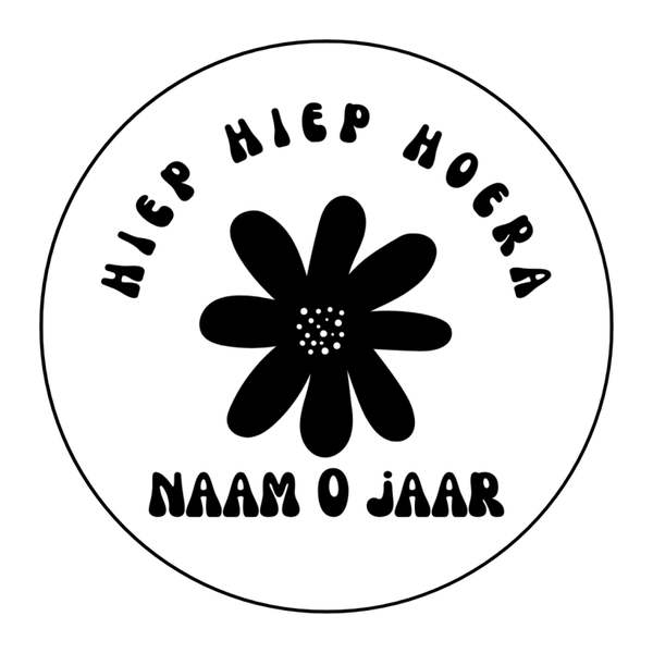 sticker hiep hiep hoera bloem 38mm