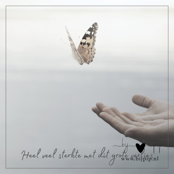 Wenskaart Heel veel sterkte met dit grote verlies vlinder