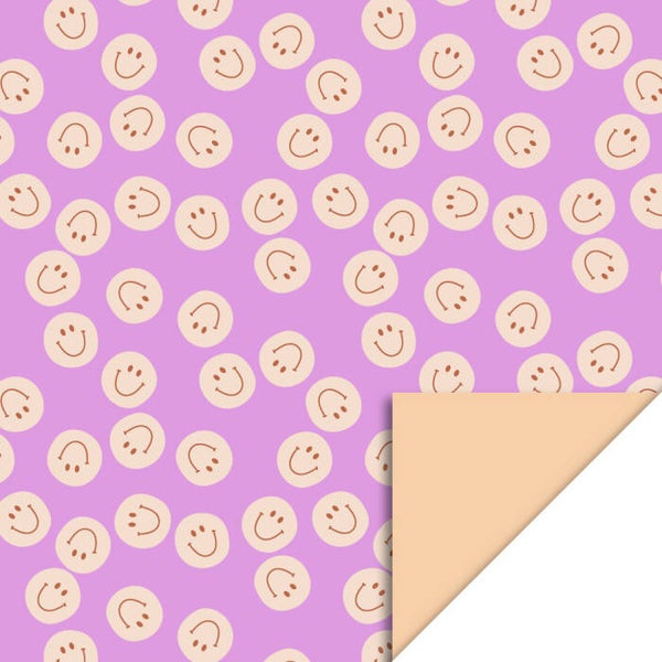 cadeaupapier smiley roze dubbelzijdig