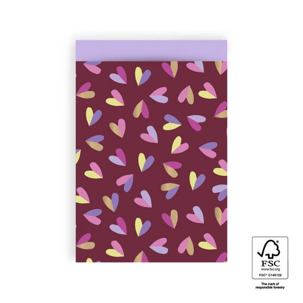 cadeauzakje hearts duo beet red lila L