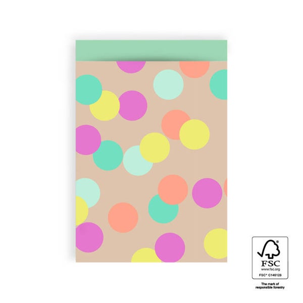 cadeauzakje confetti taupe L