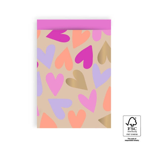 cadeauzakje big hearts lila-roze L