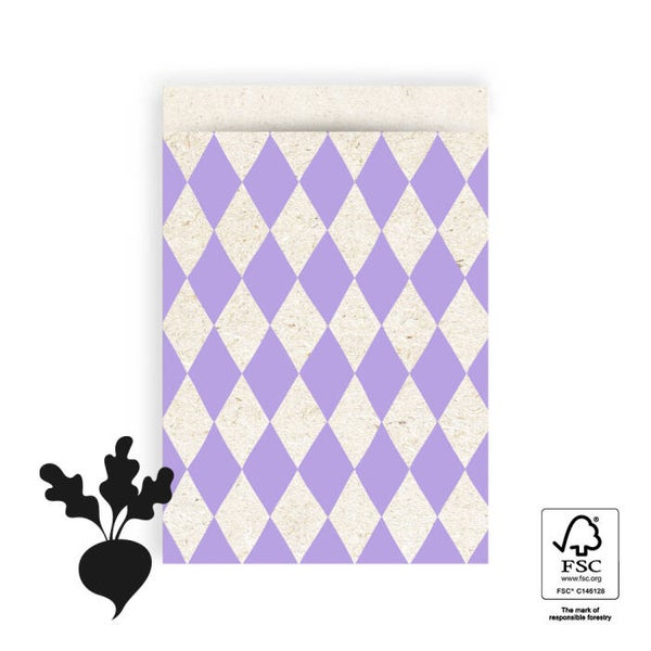 cadeauzakje harlequin lila L