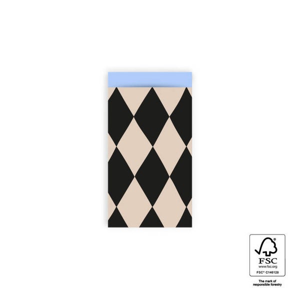 cadeauzakje harlequin zwart wit S