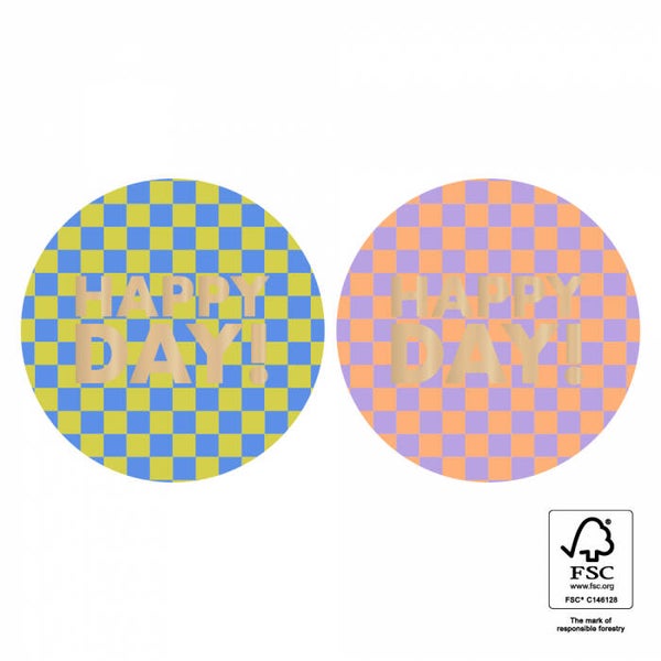 sticker big check (2 stuks) 55mm HAPPY DAY