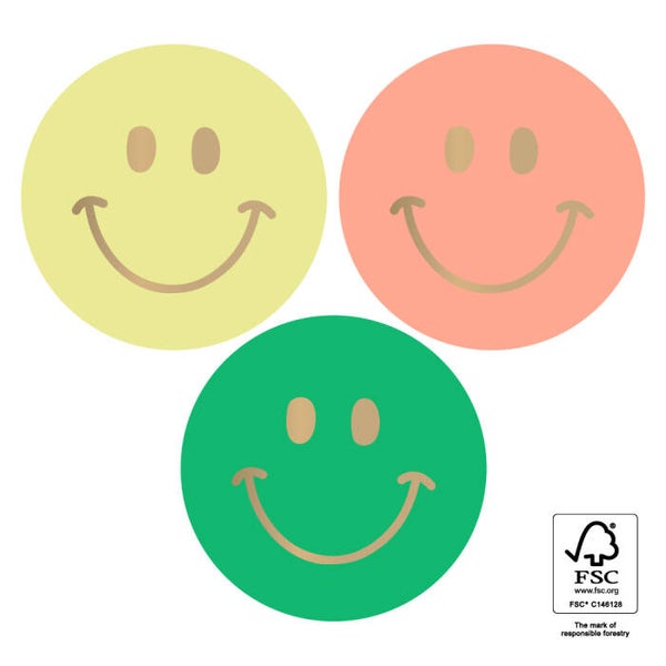 sticker smiley geel-oranje-groen 3 stuks 55mm