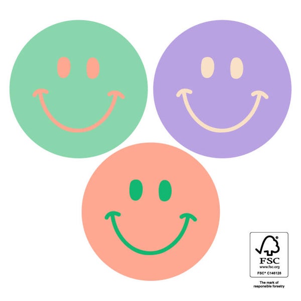 sticker smiley lila-groen-oranje 55mm