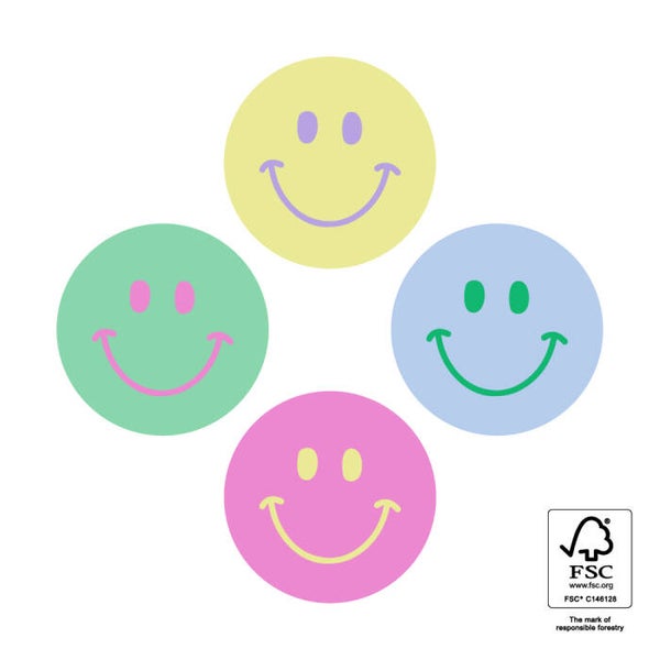 sticker Smiley Mini Pastel 4 stuks 35mm