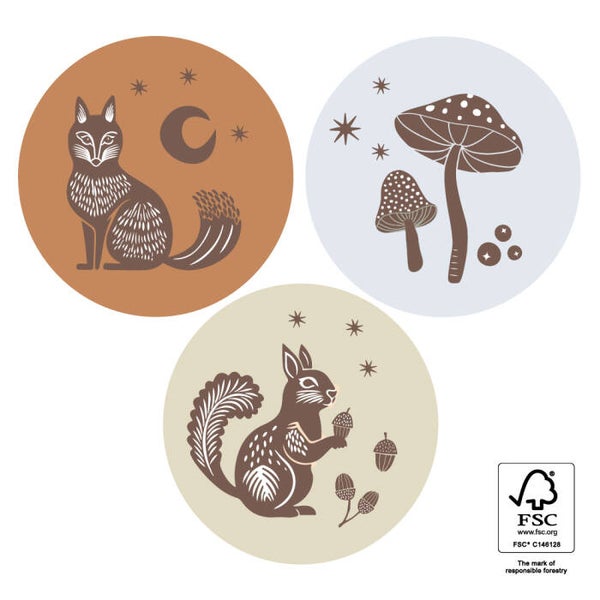 sticker forest animals 3 stuks 50mm