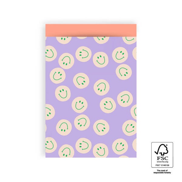 cadeauzakje smiley lila L