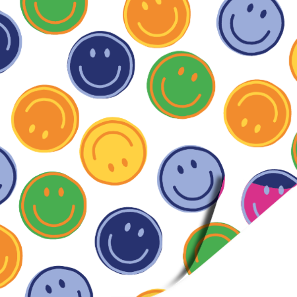 kadopapier smiley wit met color dubbelzijdig