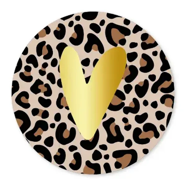 sticker hartje leopard/goud 50mm BINNENKORT VERKRIJGBAAR