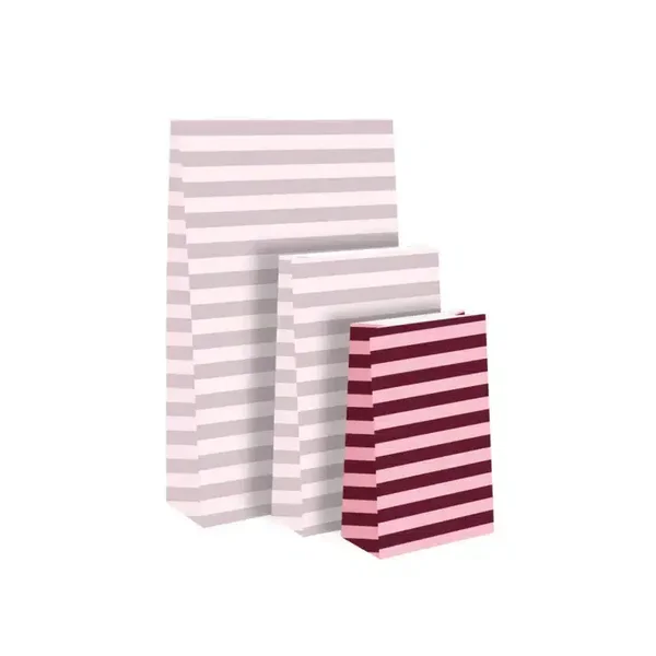 blokbodemzak strepen horizontaal bordeau/roze M