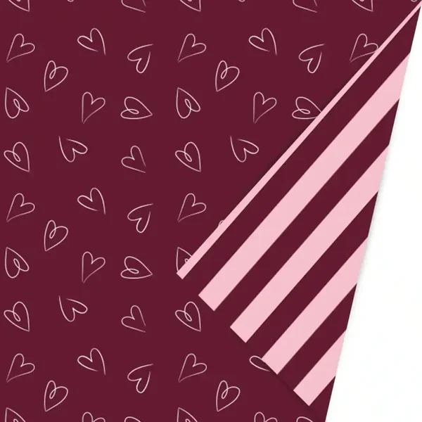 kadopapier donker rood met hartjes dubbelzijdig