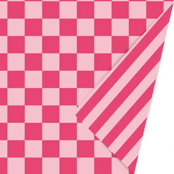 kadopapier ruitje roze dubbelzijdig