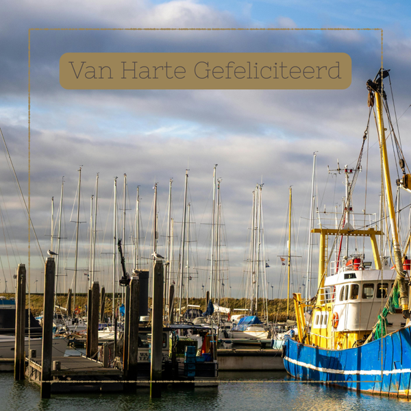 wenskaart van harte gefeliciteerd viskotter