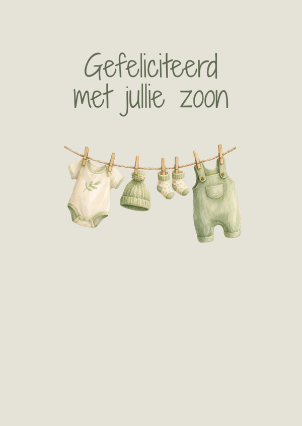 ansichtkaart zoon waslijn groen BINNENKORT VERKRIJGBAAR