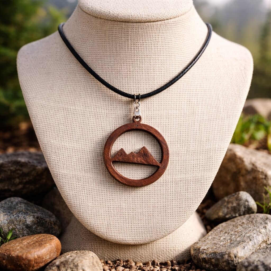Minimalistischer Holzanhänger „Watzmann“ (25 mm) – Bergsilhouette aus Edelholz