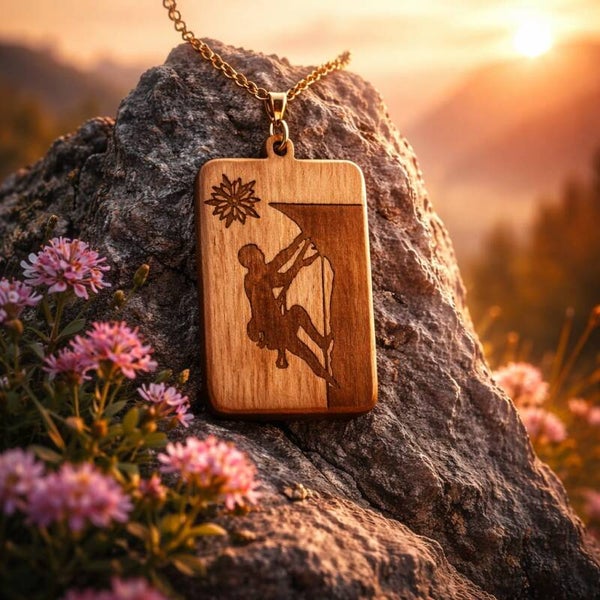 Kette mit Anhänger. Motiv Bergsteiger
