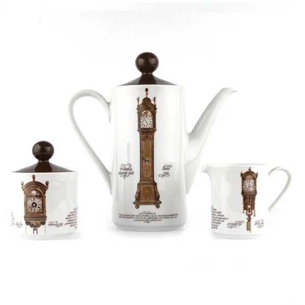 Klokken servies Nutroma koffiepot, suikerpot, melkkan  70's