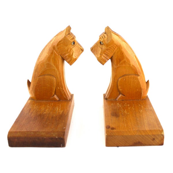 Boekensteunen met Schotse terriër hout handgesneden